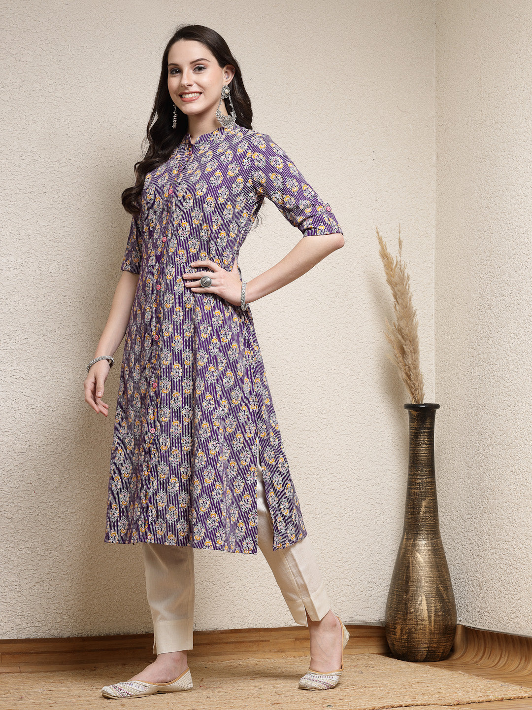 Purple-Rayon-Floral-Printed-A-Line-Kurta-Only