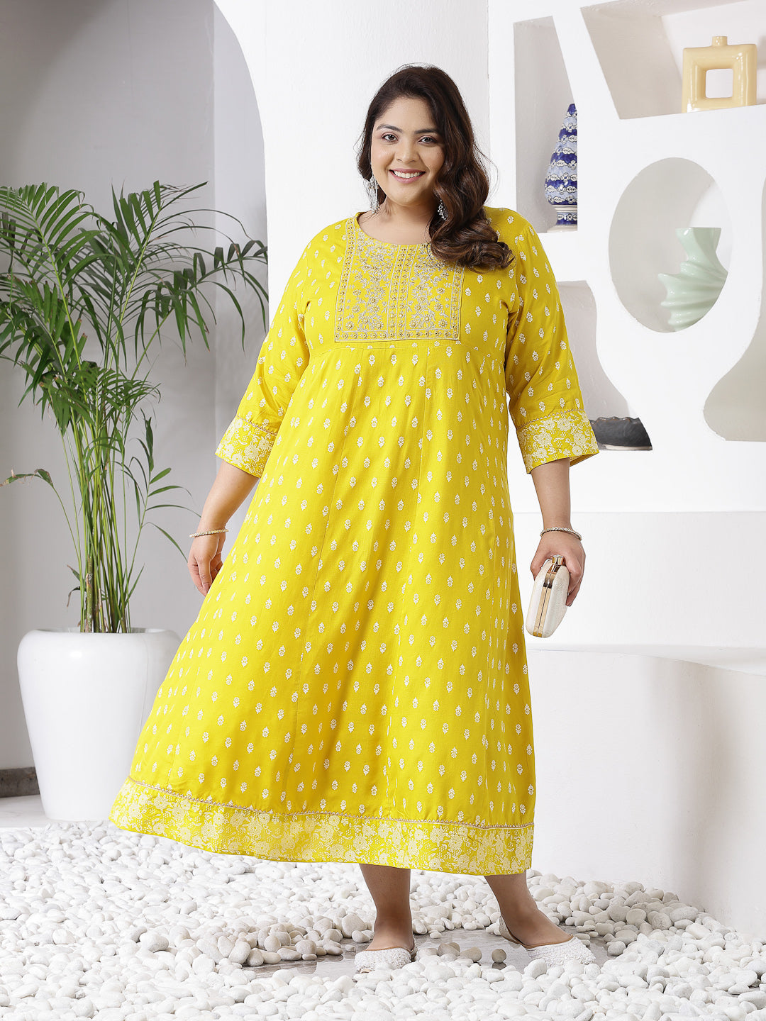 Mustard-Rayon-Embroidered-Long-Kurta-Only