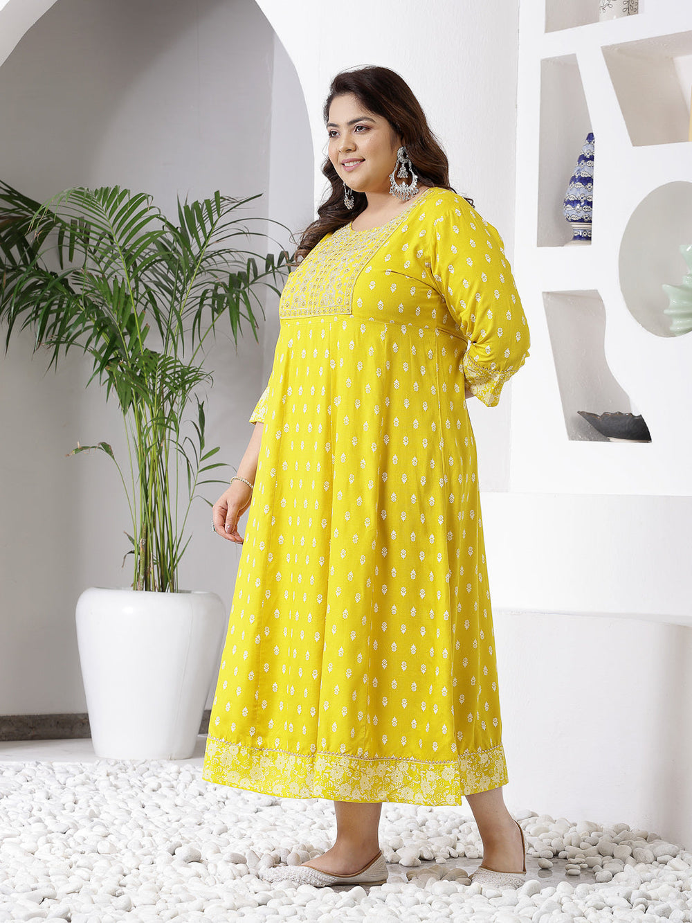 Mustard-Rayon-Embroidered-Long-Kurta-Only