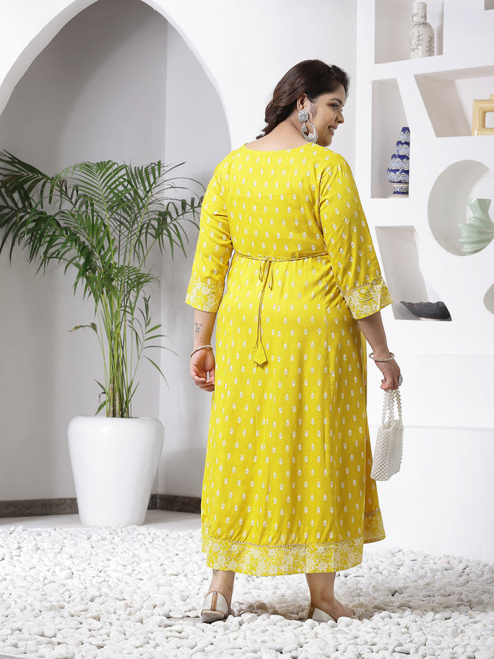 Mustard-Rayon-Embroidered-Long-Kurta-Only