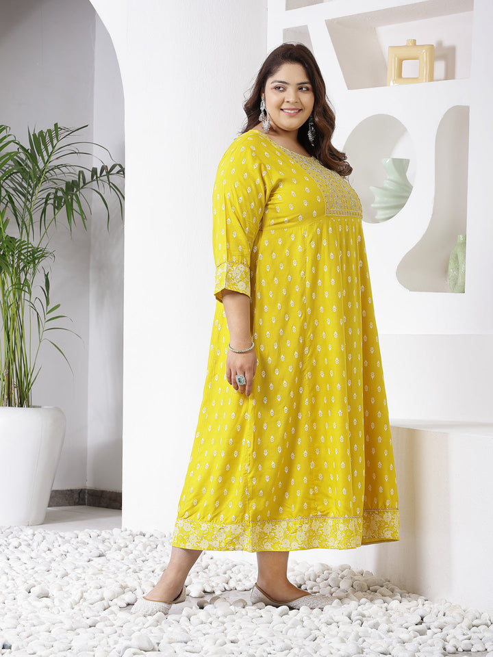 Mustard-Rayon-Embroidered-Long-Kurta-Only