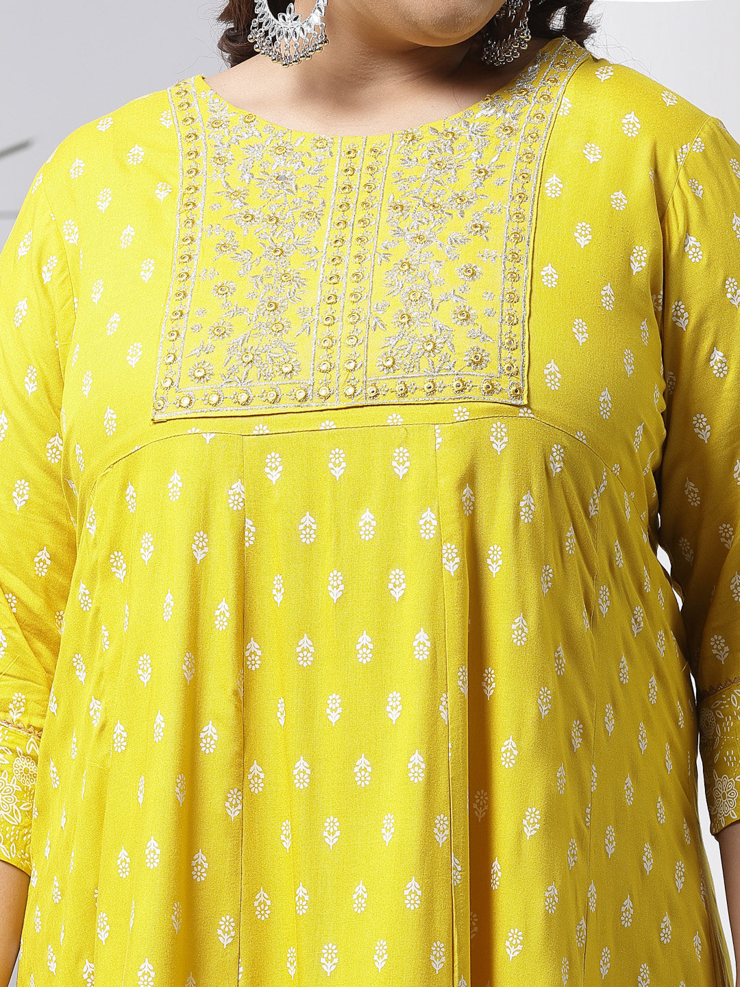 Mustard-Rayon-Embroidered-Long-Kurta-Only