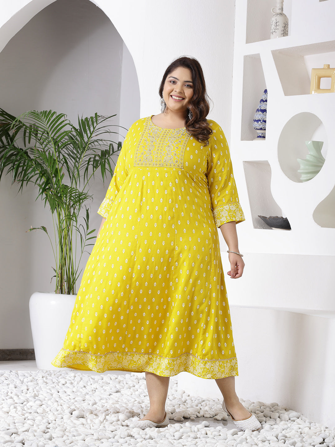 Mustard-Rayon-Embroidered-Long-Kurta-Only