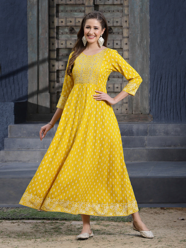 Mustard-Rayon-Embroidered-Long-Kurta-Only