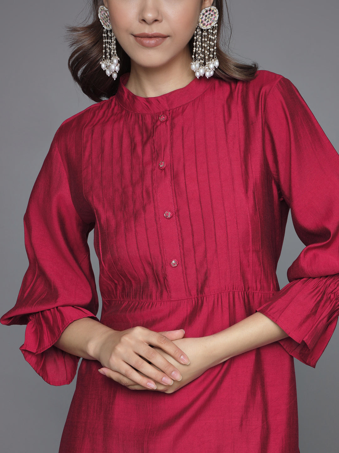 Red-Silk-Blend-Embroidered-2-Piece-Kurta-Set