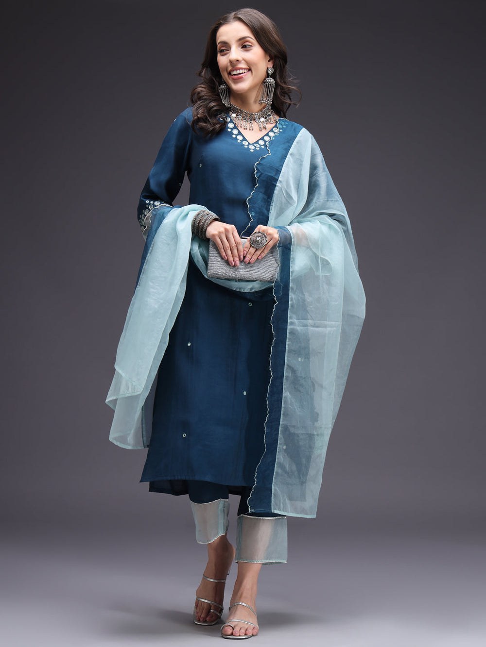 Blue-Silk-Blend-Mirror-Work-3-Piece-Kurta-Set