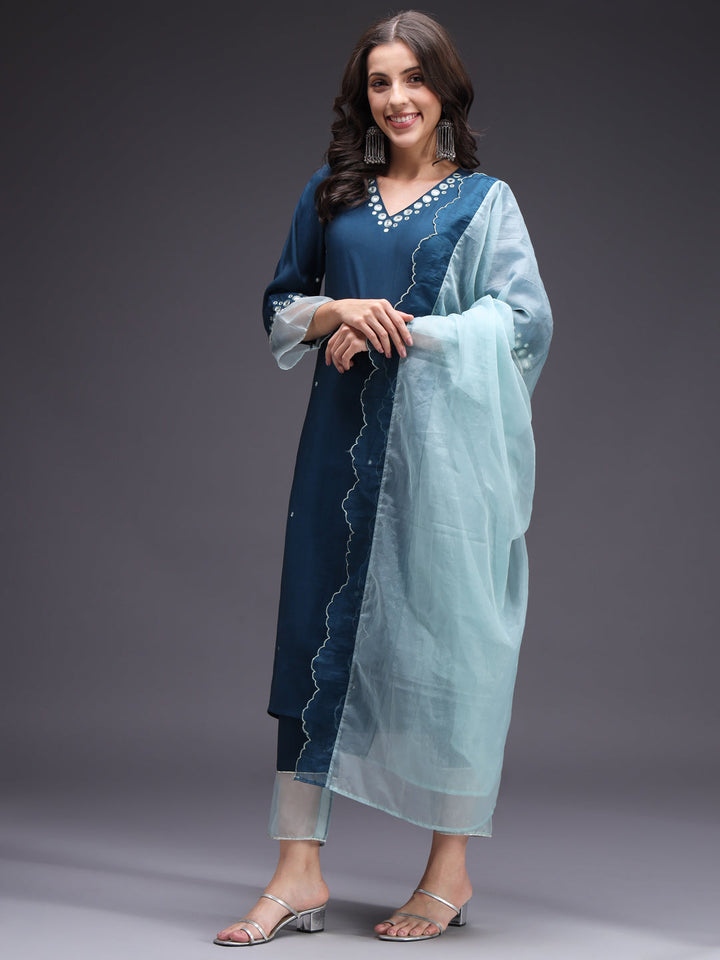 Blue-Silk-Blend-Mirror-Work-3-Piece-Kurta-Set