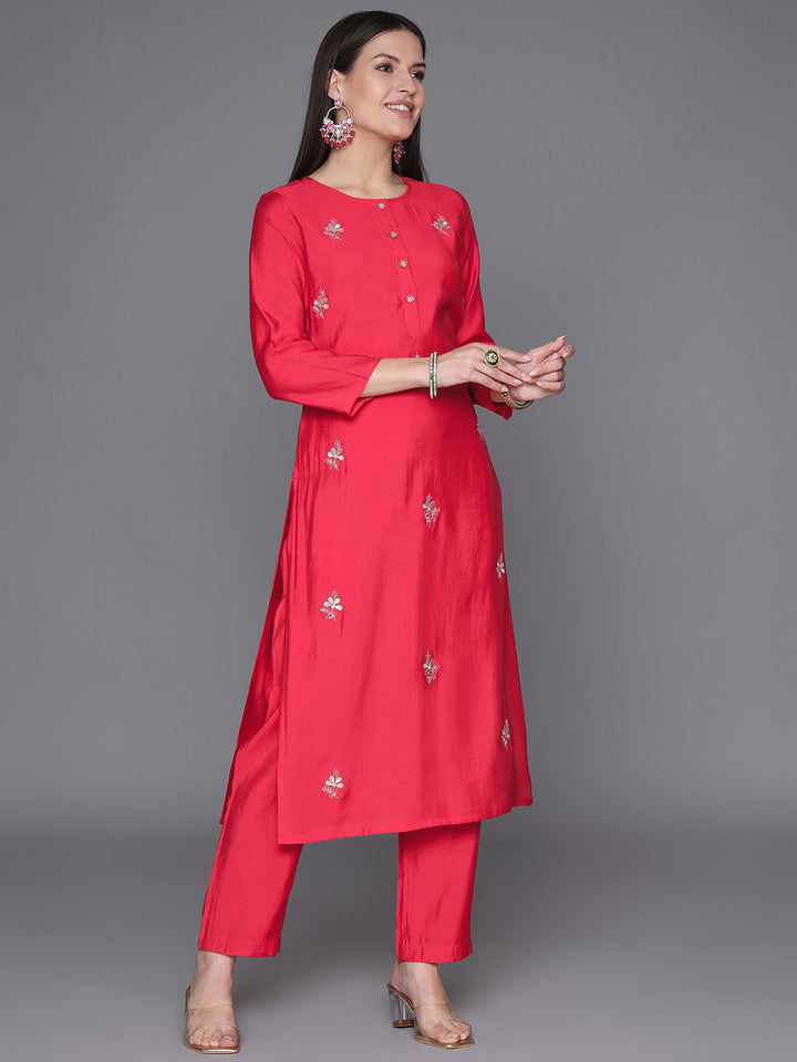 Red-Silk-Blend-Gota-Patti-3-Piece-Kurta-Set