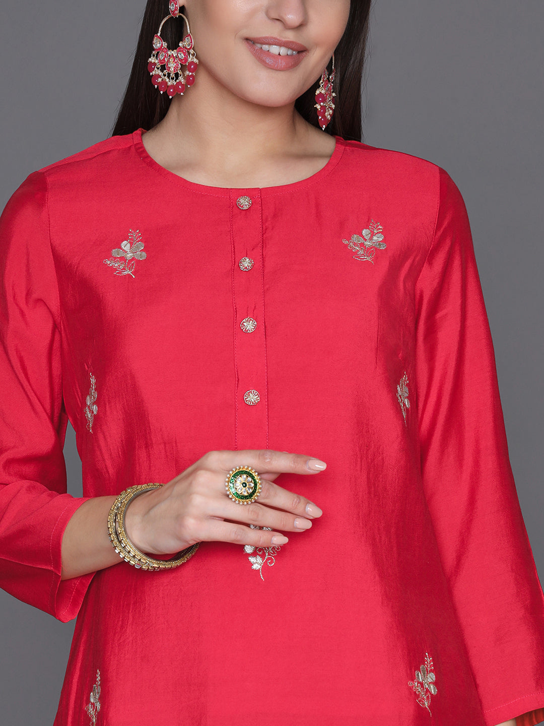 Red-Silk-Blend-Gota-Patti-3-Piece-Kurta-Set