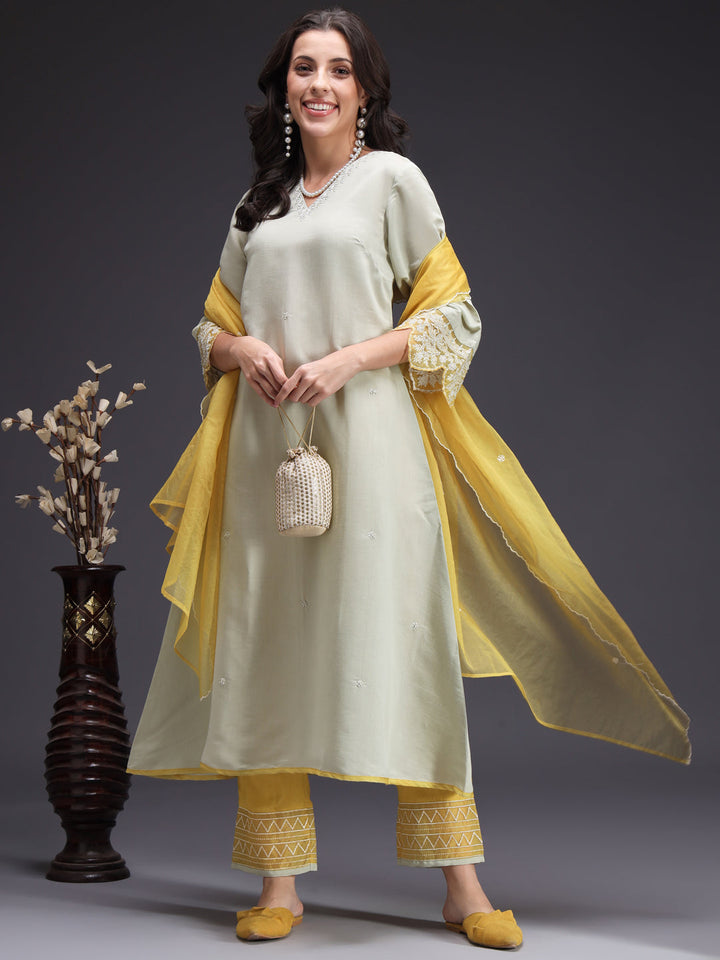 Cream-Silk-Blend-Embroidered-A-Line-3-Piece-Kurta-Set