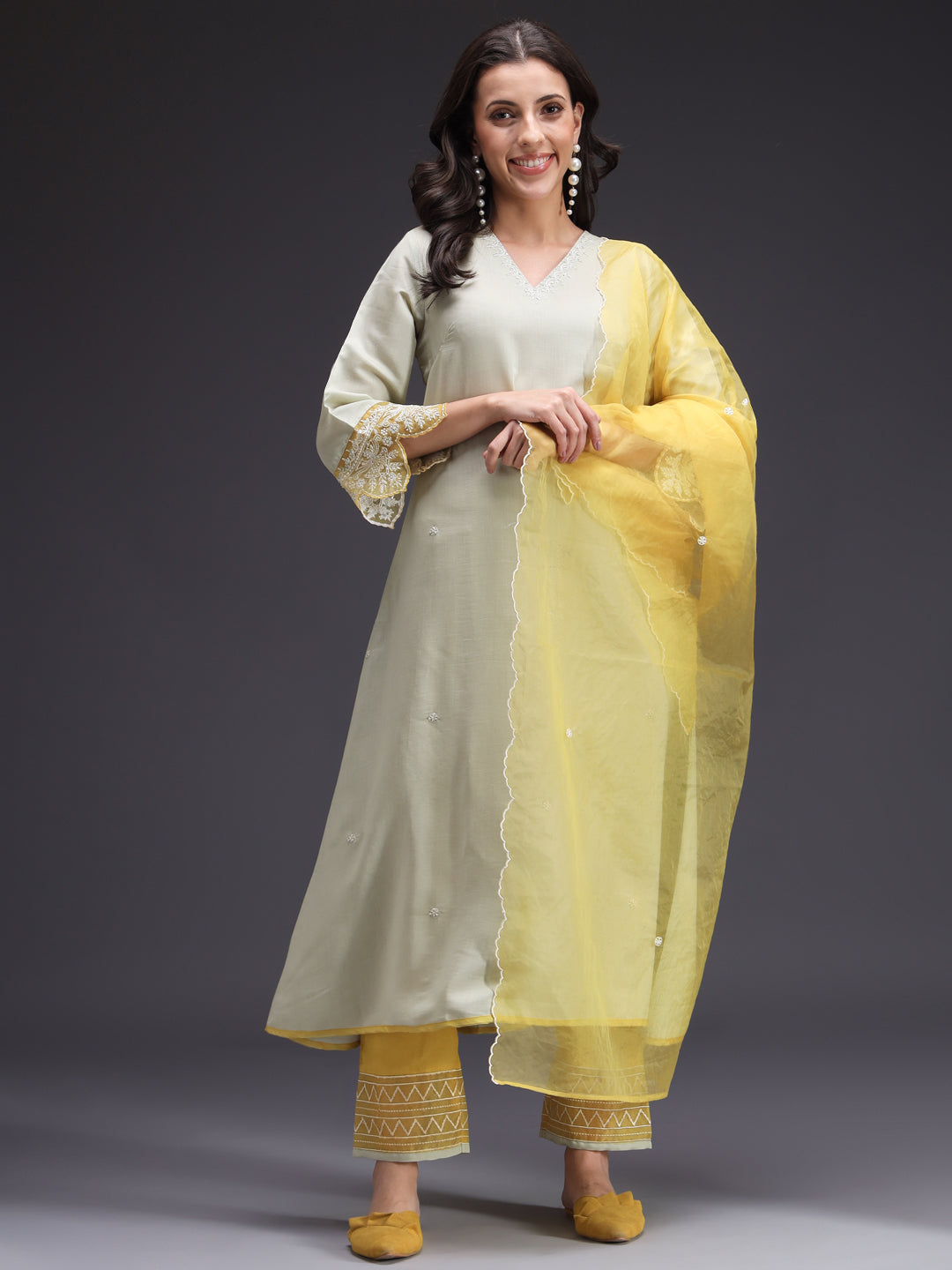 Cream-Silk-Blend-Embroidered-A-Line-3-Piece-Kurta-Set