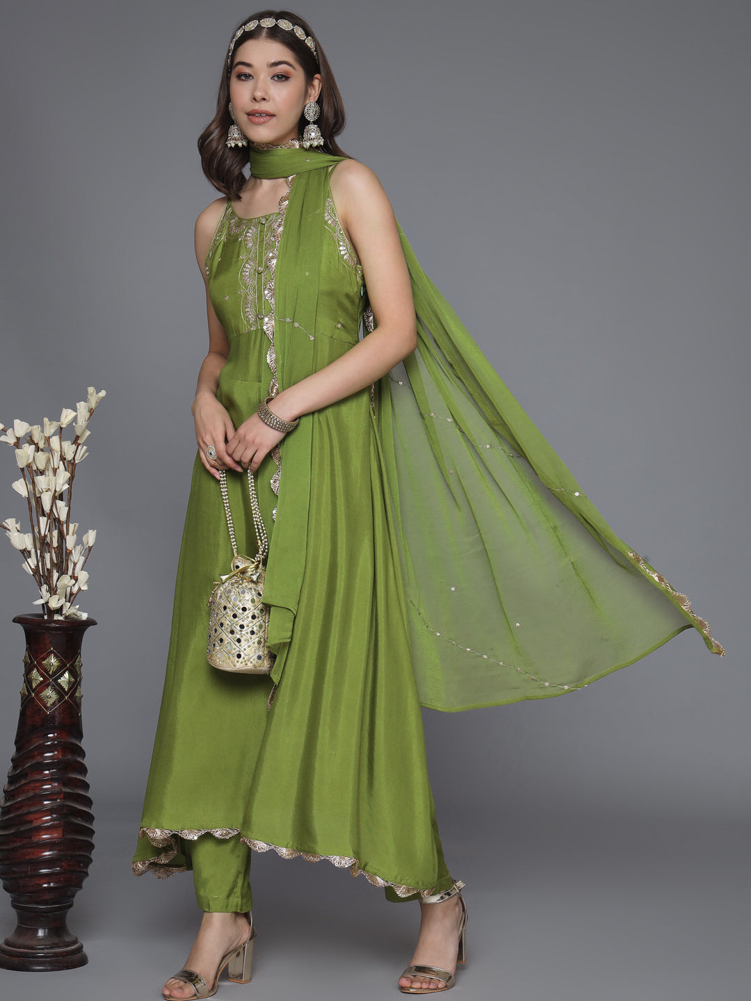 Green-Silk-Blend--Anarkali-Sequined-3-Piece-Kurta-Set