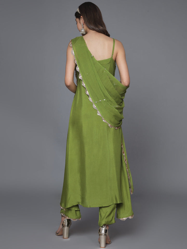 Green-Silk-Blend--Anarkali-Sequined-3-Piece-Kurta-Set