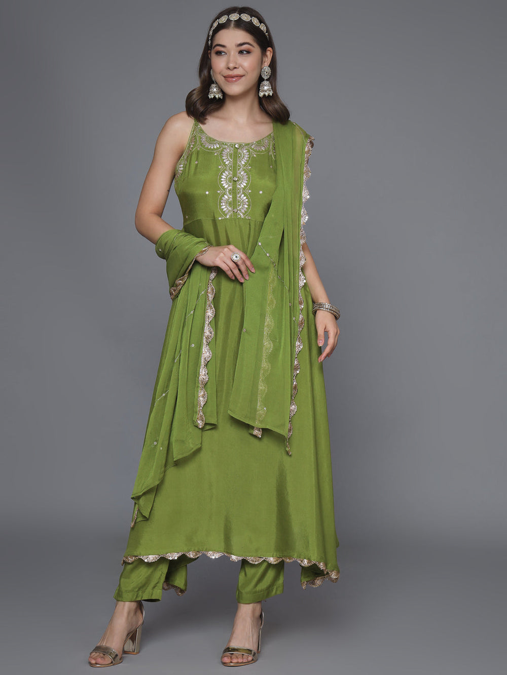 Green-Silk-Blend--Anarkali-Sequined-3-Piece-Kurta-Set