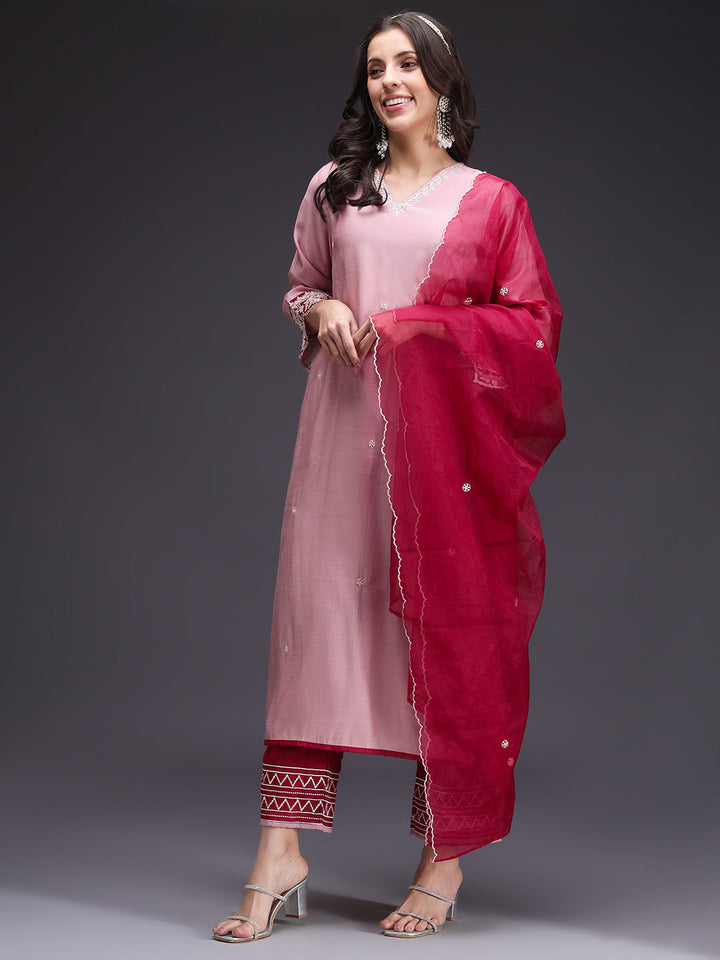 Pink-Silk-Blend-Embroidered-Thread-detailing-A-Line-3-Piece-Kurta-Set
