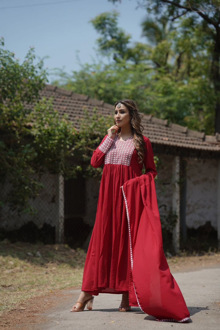 Red-Poly-Georgette-Yoke-Design-Suit-Set