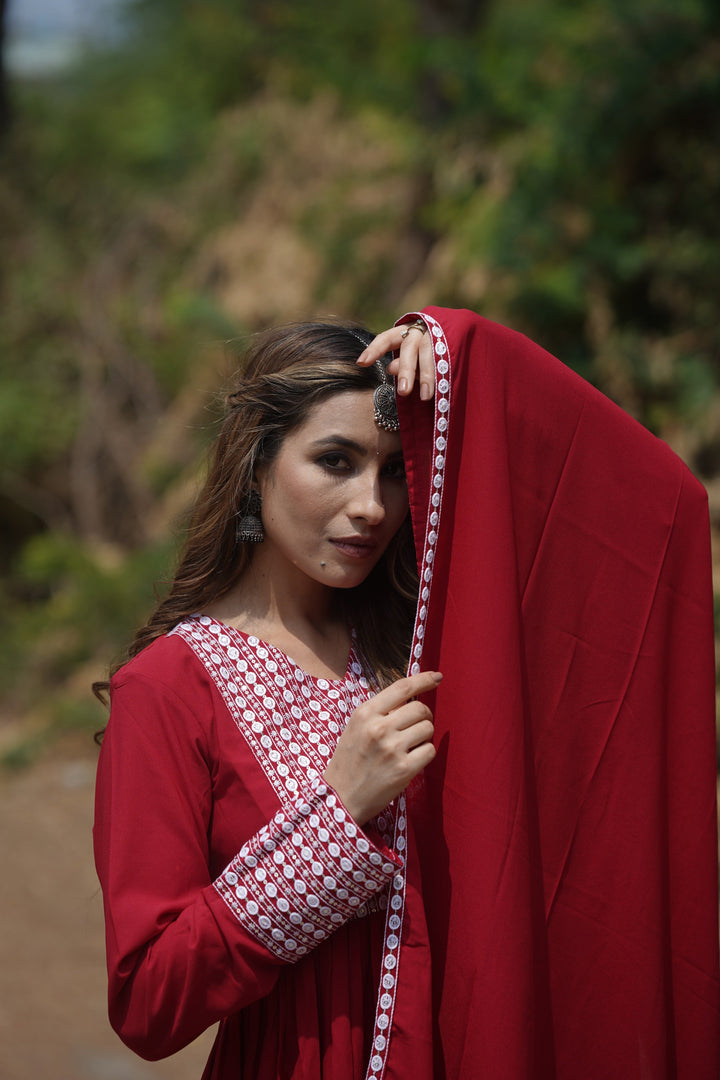 Red-Poly-Georgette-Yoke-Design-Suit-Set