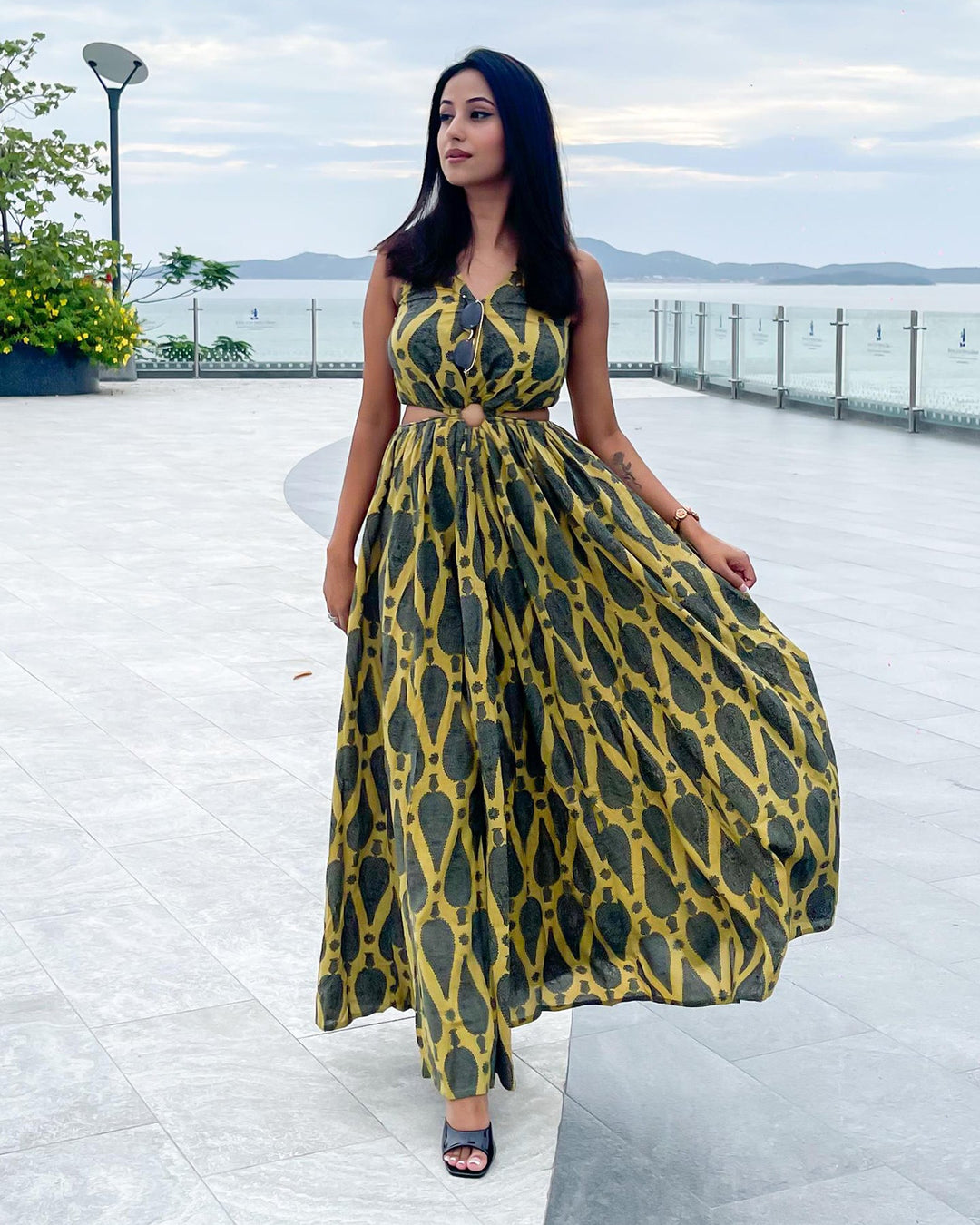 Green-Cotton-Hand-Blocked-Kairi-Maxi-Dress