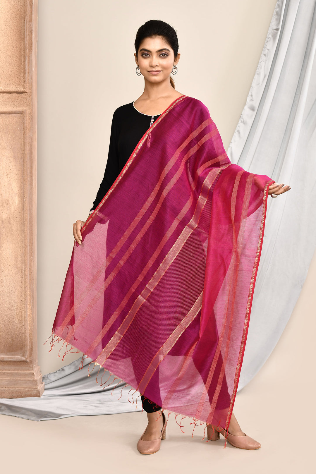 ZERESOUQ-Magenta-Maheshwari-Dupatta