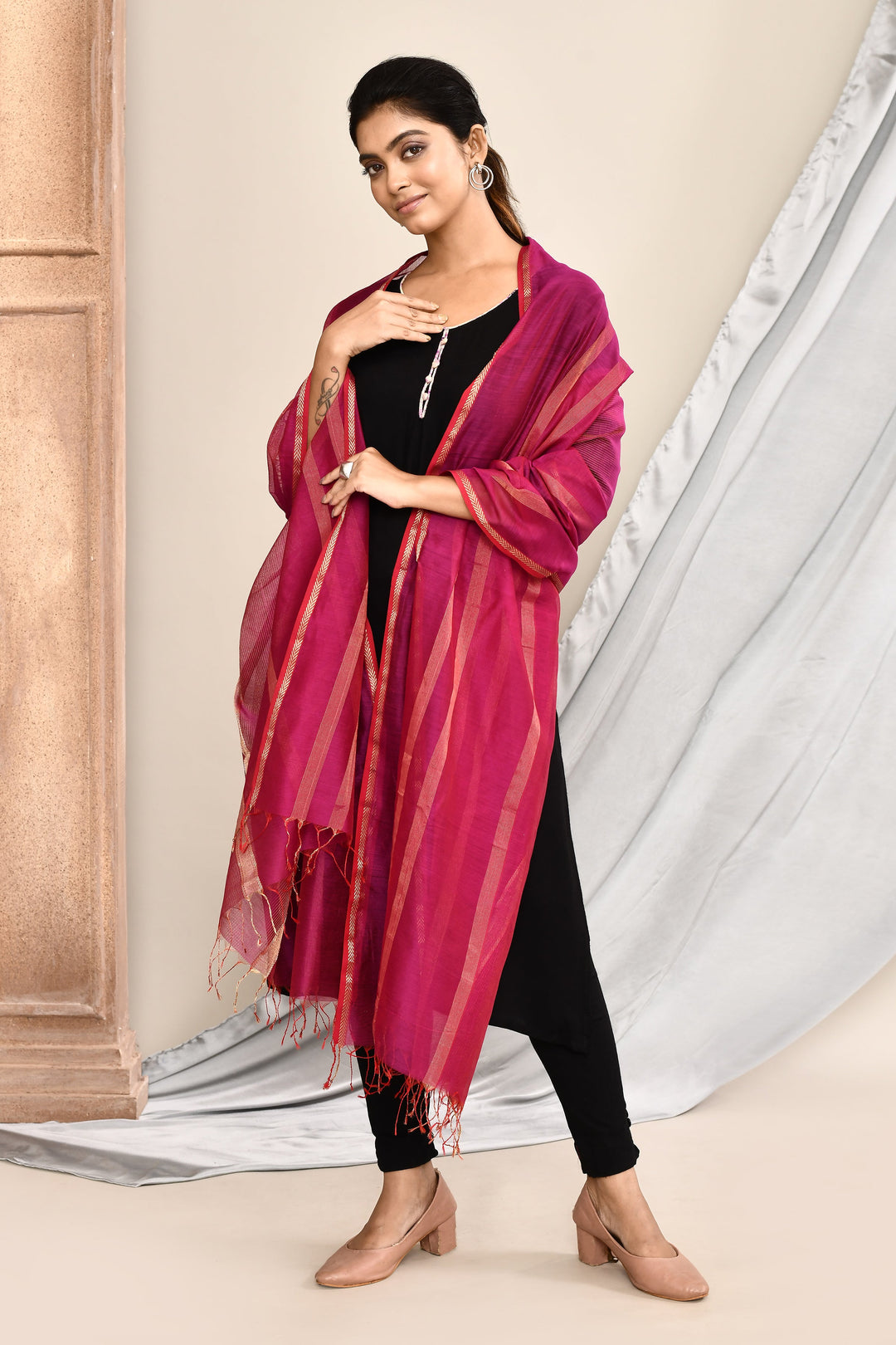 Magenta-Maheshwari-Dupatta