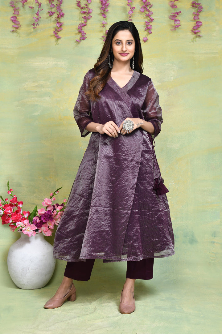 ZERESOUQ-Magenta-Maheshwari-Silk-2-Piece-Kurta-Set