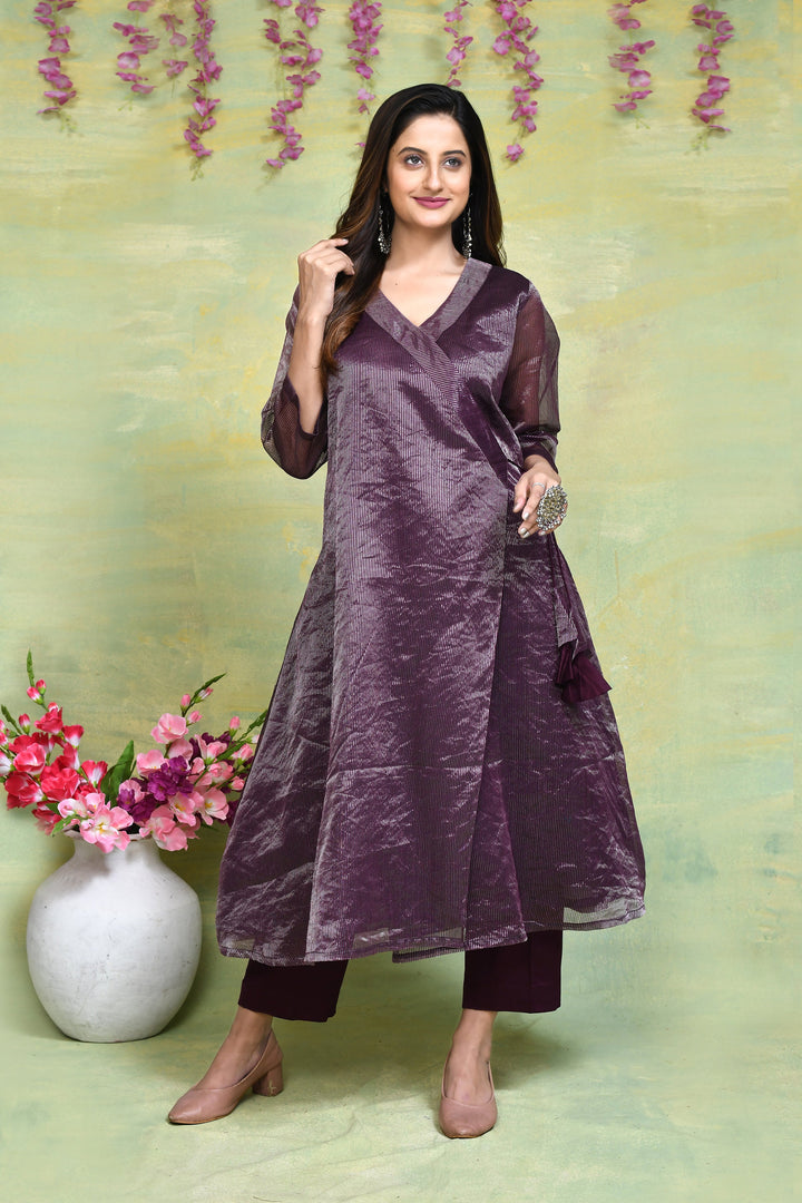 Magenta-Maheshwari-Silk-2-Piece-Kurta-Set