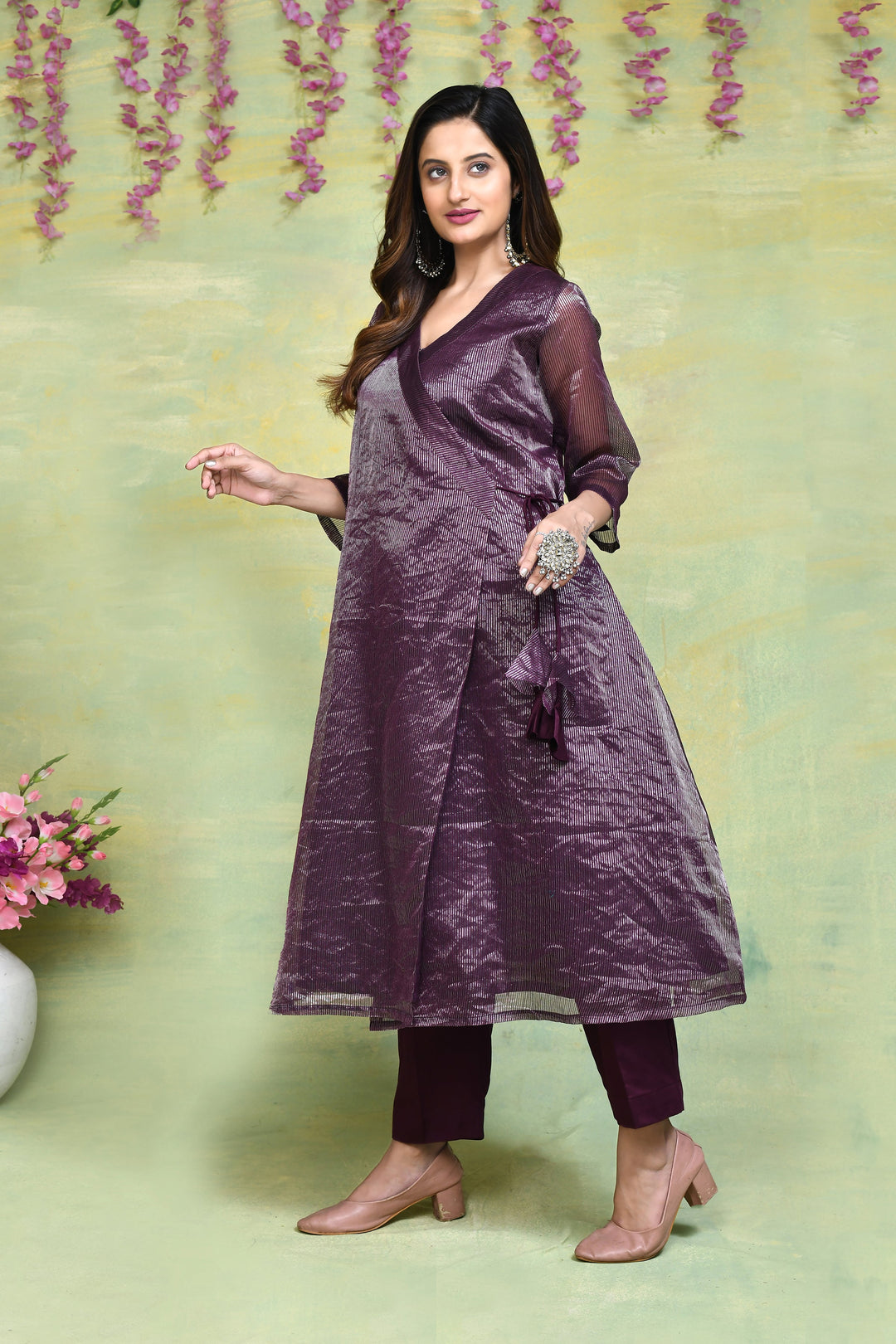 ZERESOUQ-Magenta-Maheshwari-Silk-2-Piece-Kurta-Set