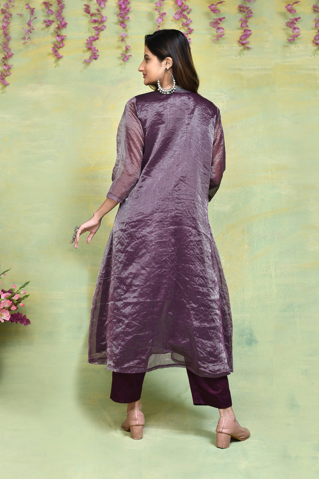 Magenta-Maheshwari-Silk-2-Piece-Kurta-Set