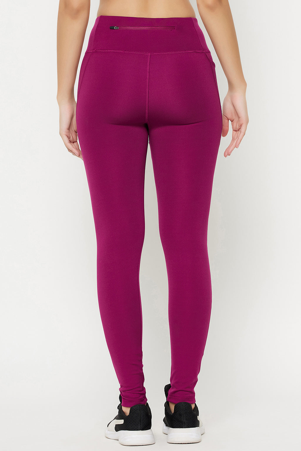 Magenta-Polyester-&-Spandex-Feather-3-Pocket-Tights