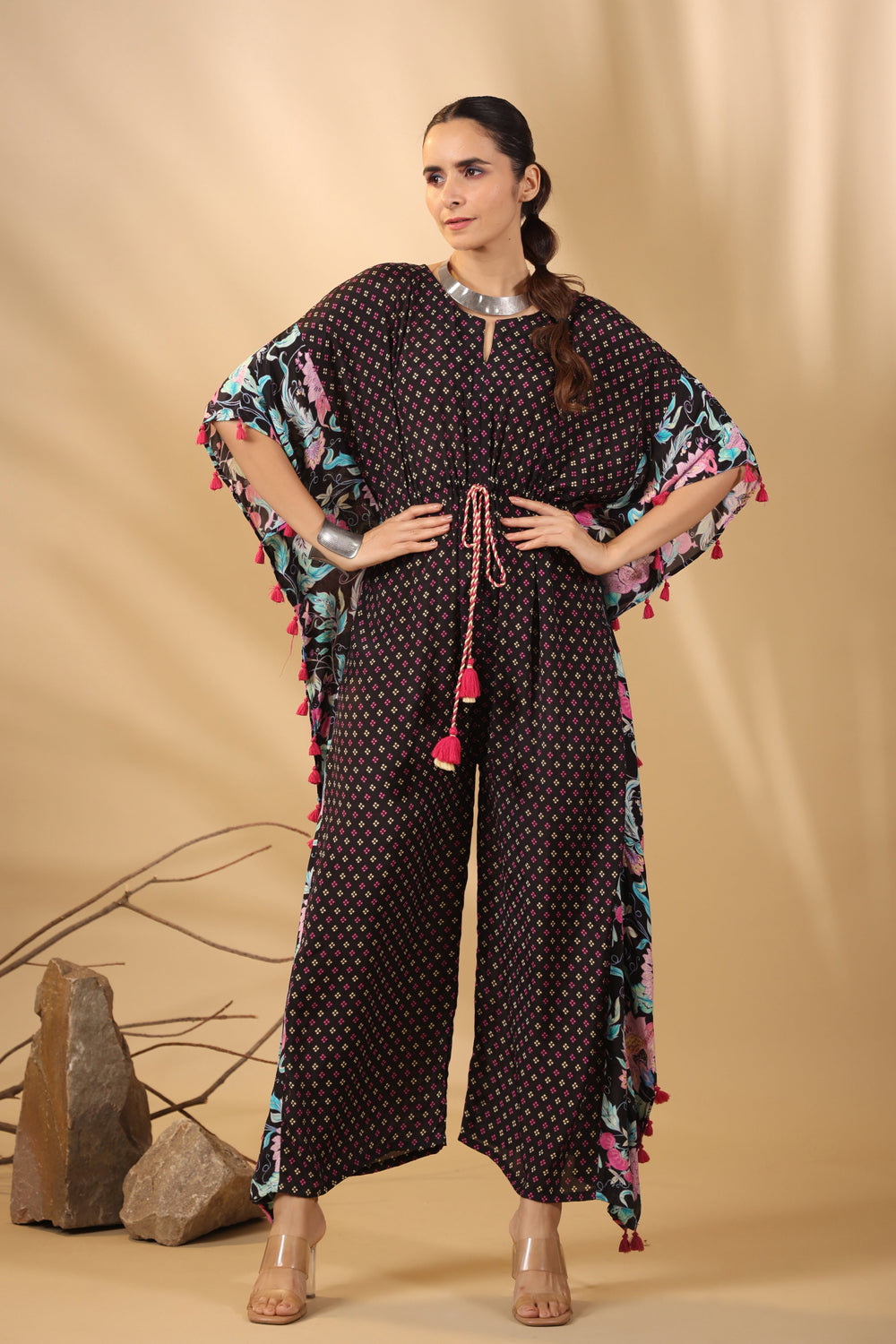 Malhari-Black-Muslin-Pepper-Kaftan-Jumpsuit