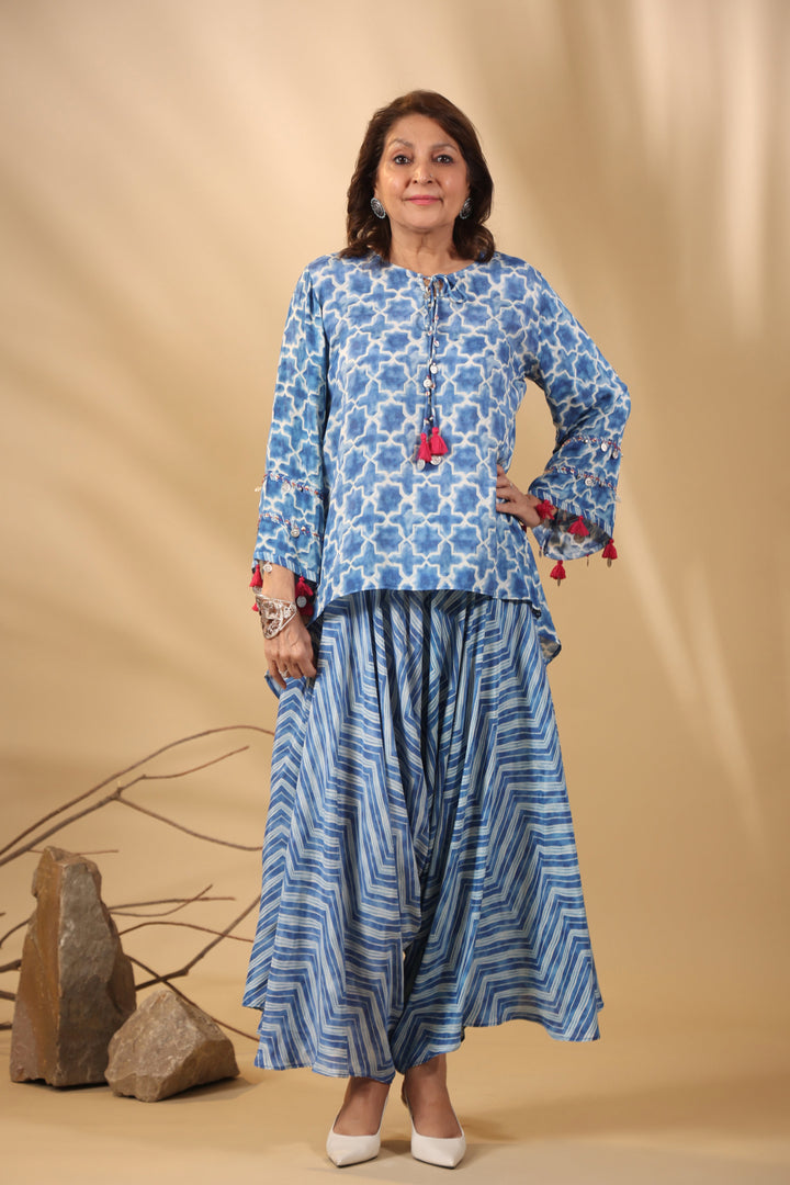 Malhari-Blue-Muslin-Sharvana-Co-Ord-Set