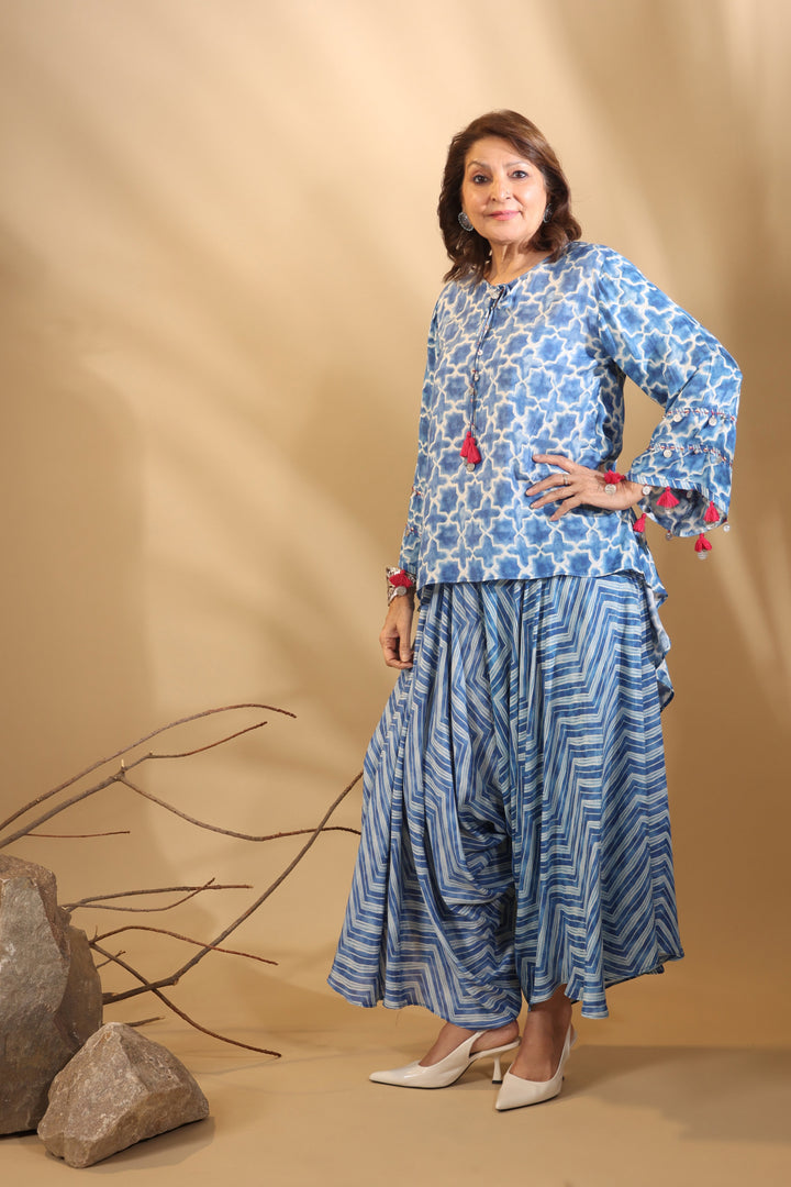 Malhari-Blue-Muslin-Sharvana-Co-Ord-Set