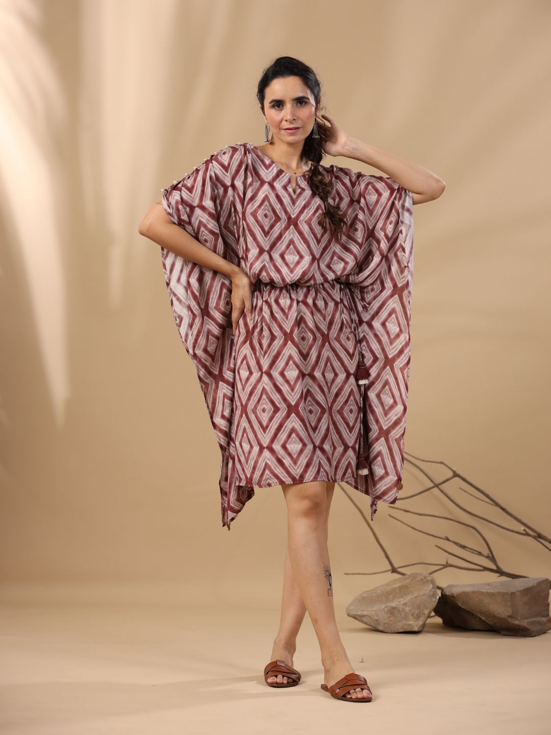 Malhari-Brown-Muslin-Ella-Bandhani-Short-Kaftan