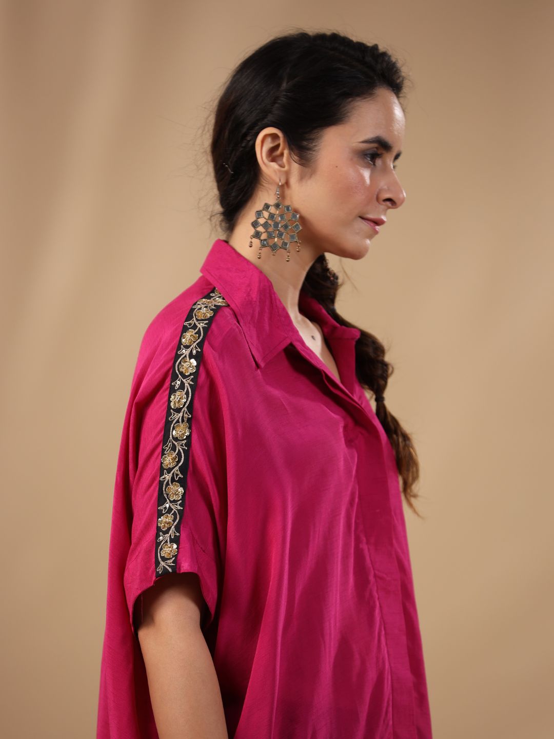 Malhari-Wine-Linen-Silk-Nitya-Hand-Embroidery-Tunic