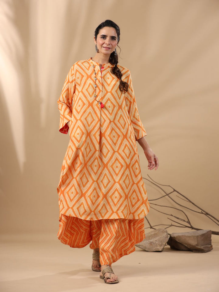 Malhari-Yellow-Muslin-Kasturi-Bandhani-2-Piece-Kurta-Set