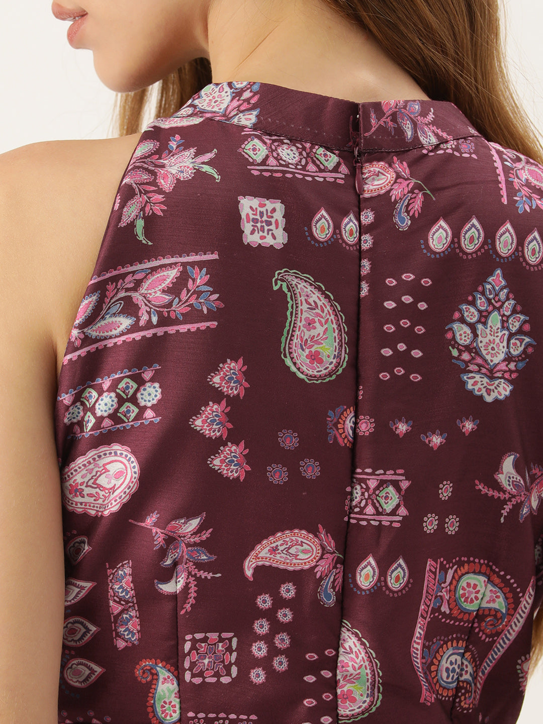 Maroon-Chinon-Halter-Neck-Digital-Printed-Gown