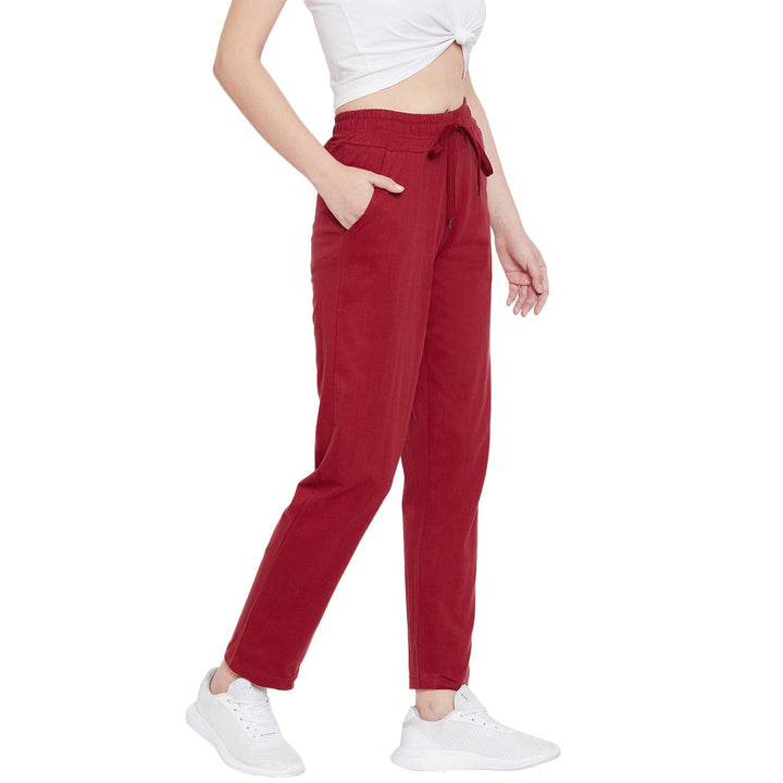 Maroon Cotton Track Pants