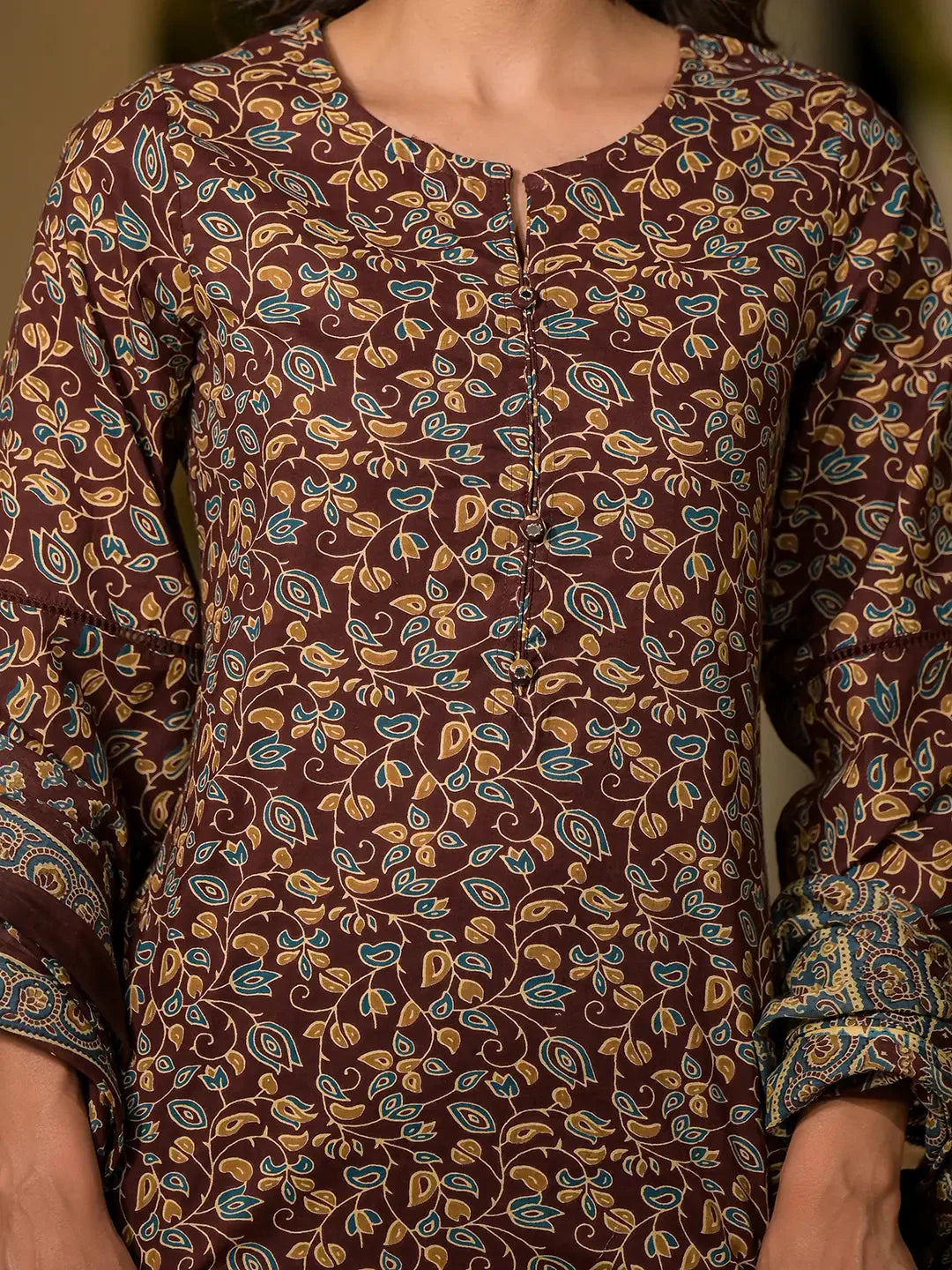 Maroon-Cotton-Floral-Print-Piping-On-Yoke-3-Piece-Kurta-Set