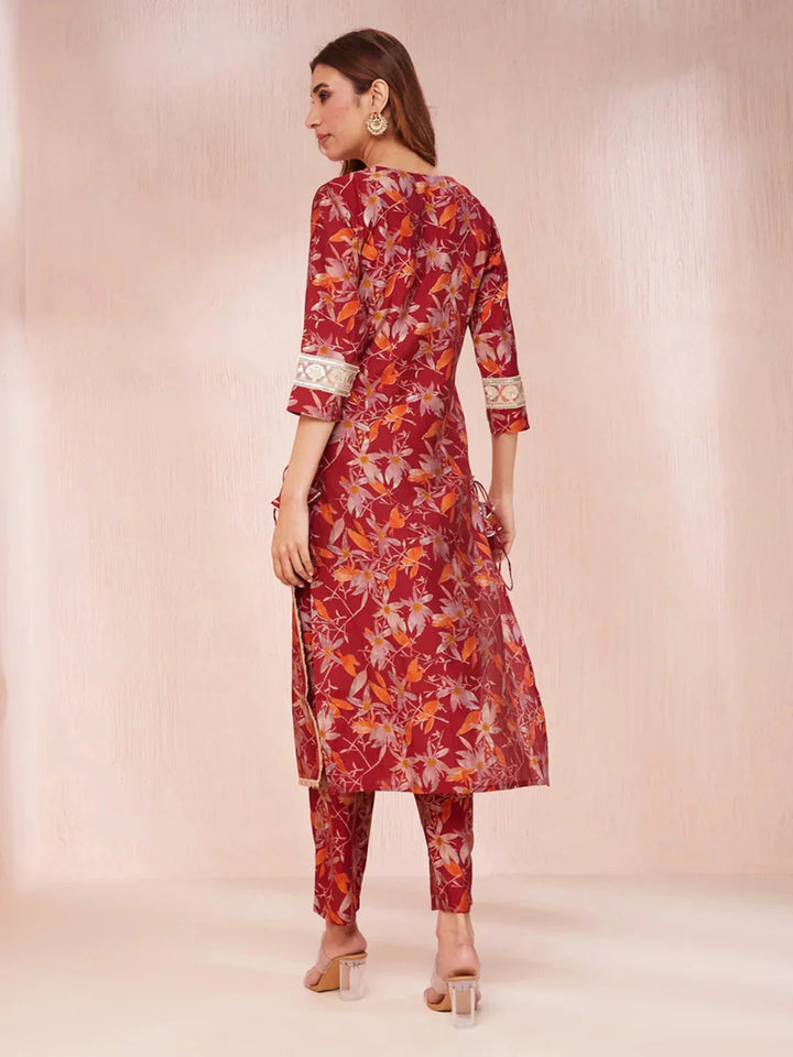 Maroon-Silk-Blend-Floral-Print-Sequins-Work-3-Piece-Kurta-Set