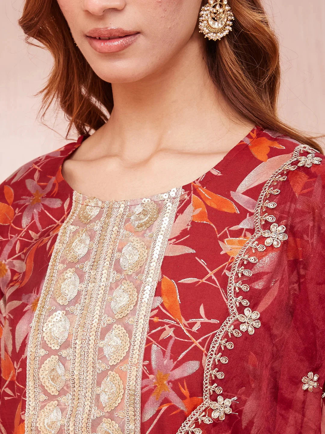 Maroon-Silk-Blend-Floral-Print-Sequins-Work-3-Piece-Kurta-Set