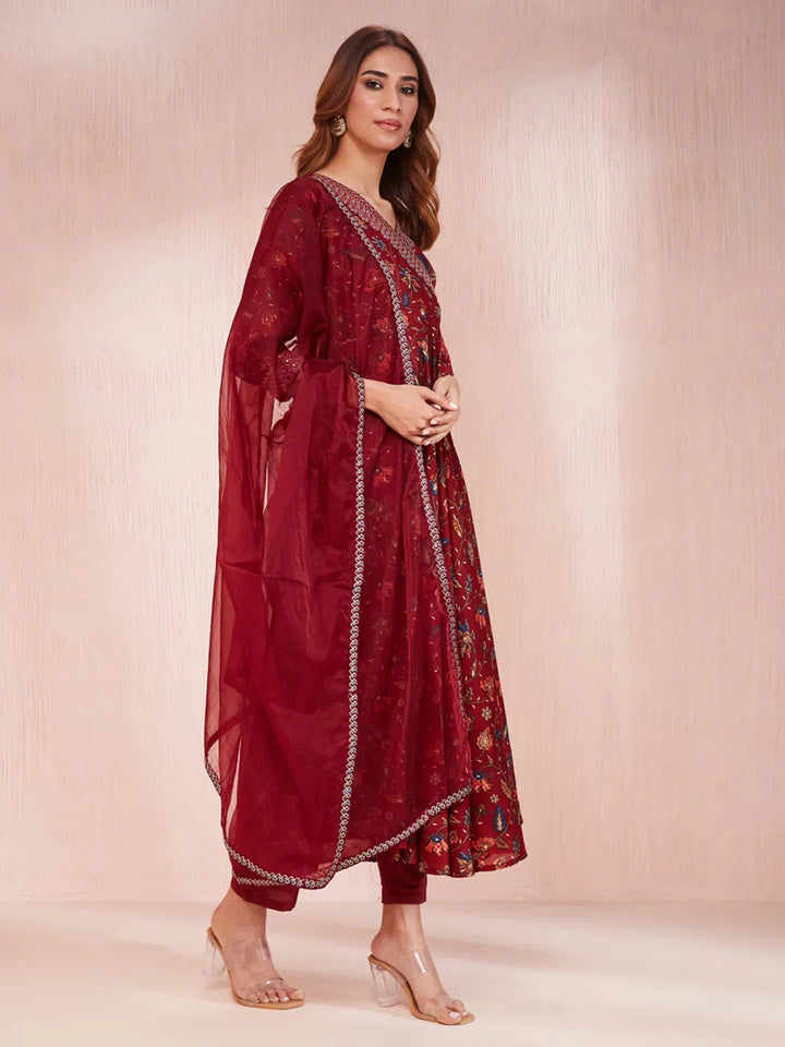 Maroon-Voile-Floral-Print-Zari-Work-Anarkali-Set