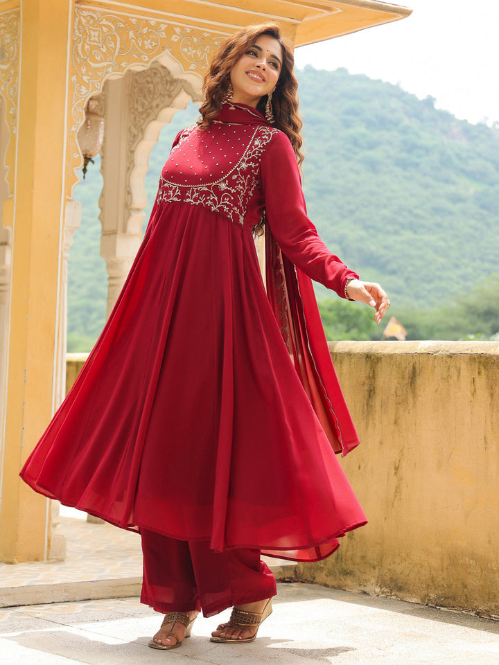 Maroon-Georgette-Embroidered-Anarakali-Set