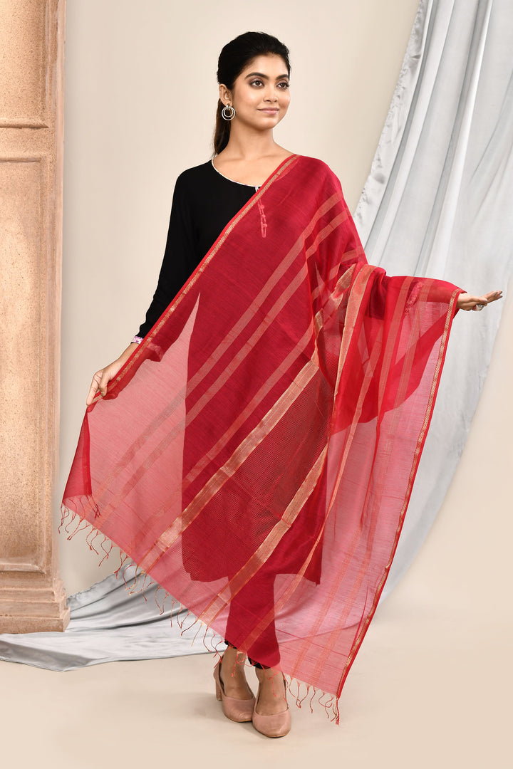 Maroon-Maheshwari-Dupatta