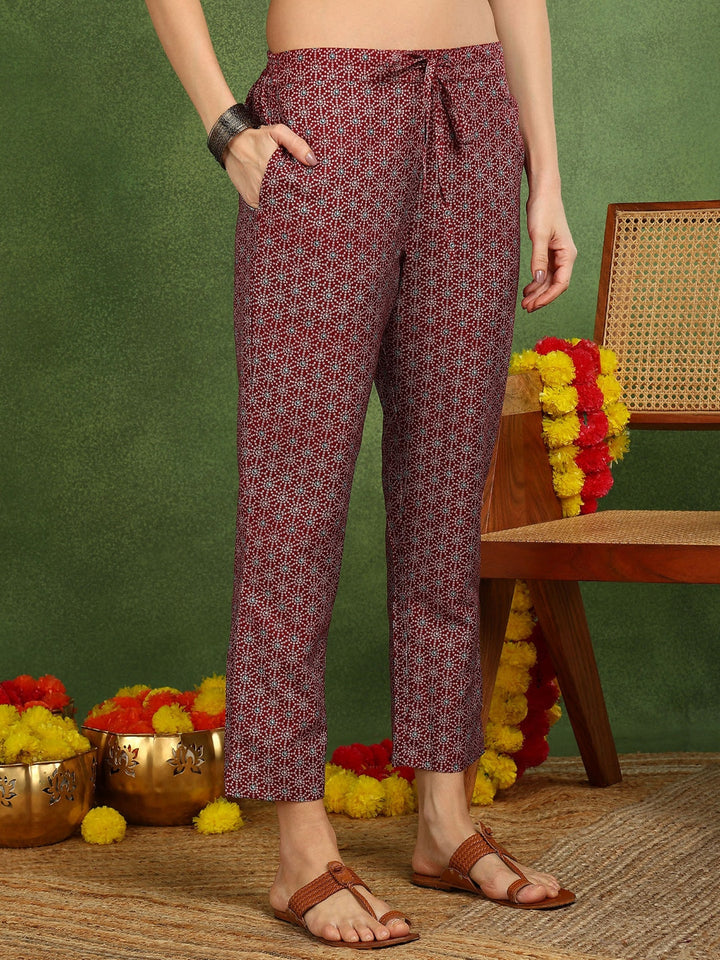 ZERESOUQ-Maroon-Rayon-Blend-Floral-Printed-Straight-3-Piece-Suit-Set