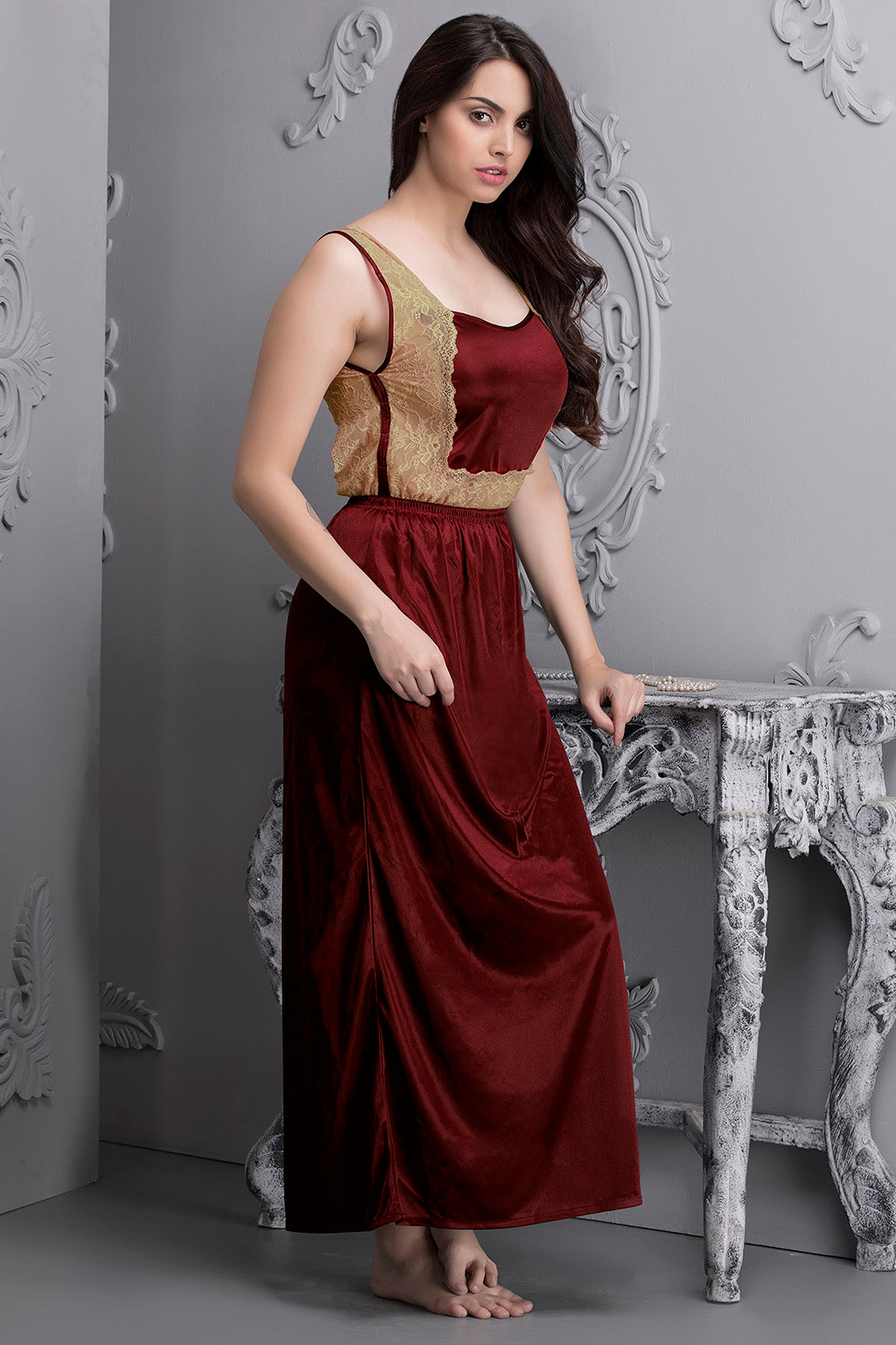 Maroon-Satin-7-Pc-Nightwear-Set