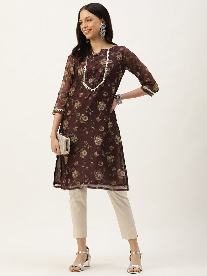 Maroon-Satin-Chanderi-Printed-Kurti