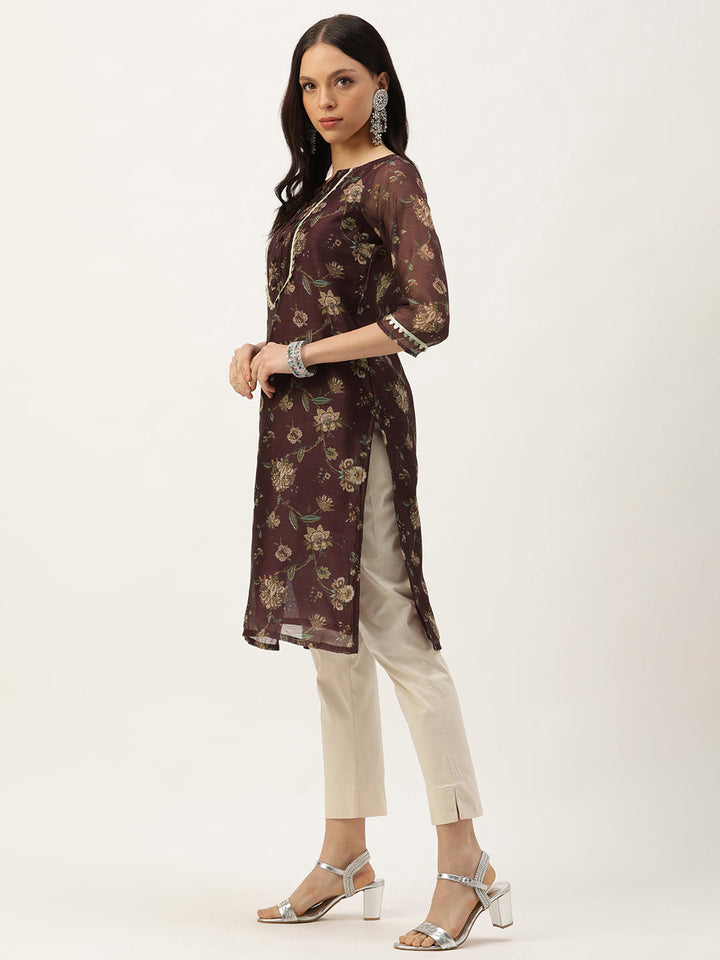 Maroon-Satin-Chanderi-Printed-Kurti