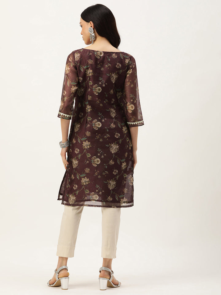 Maroon-Satin-Chanderi-Printed-Kurti