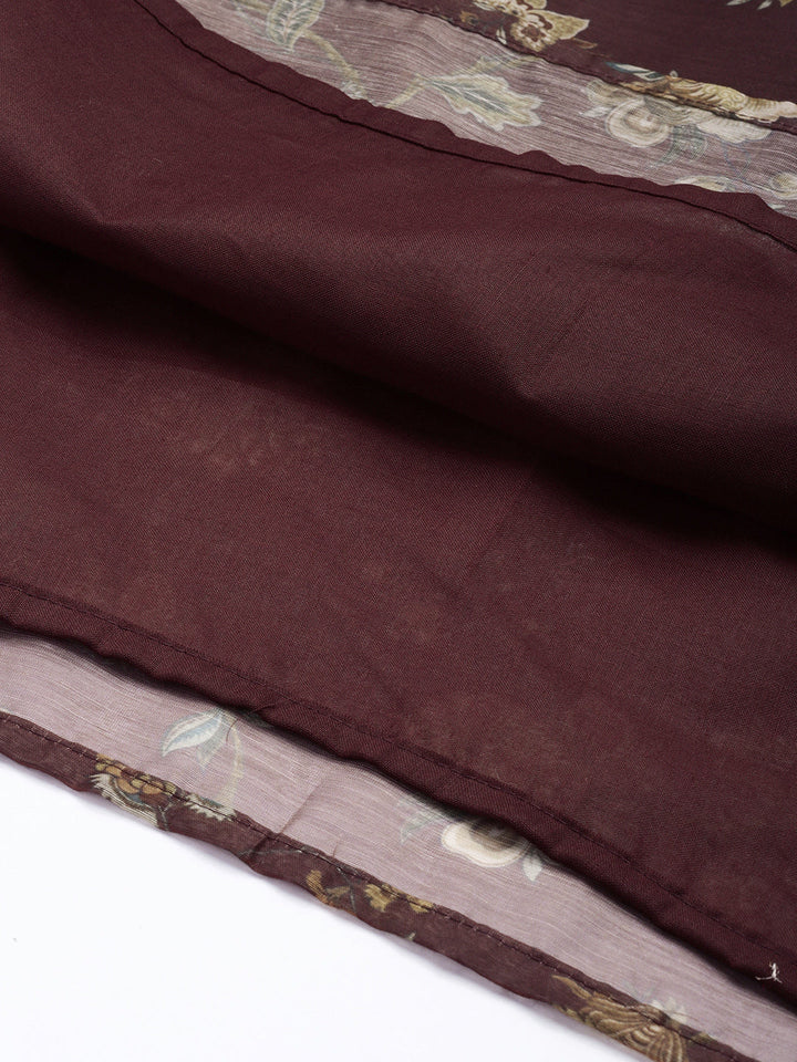 Maroon-Satin-Chanderi-Printed-Kurti