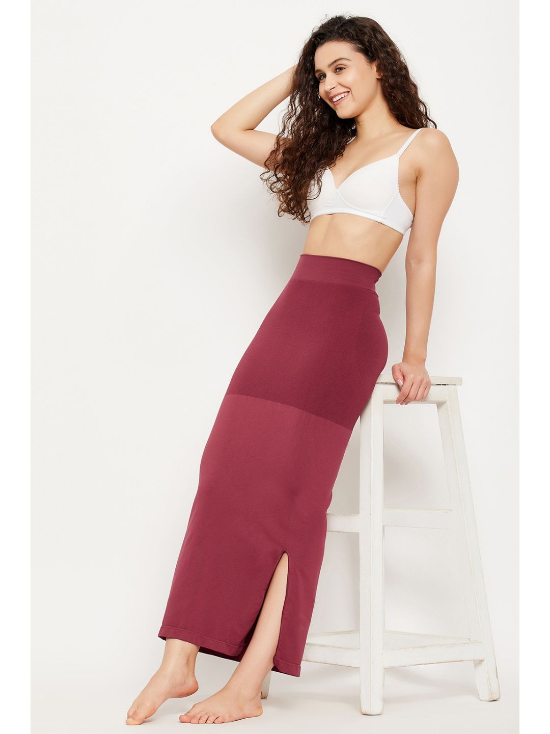 Maroon Spandex Saree Shapewear with Drawstring